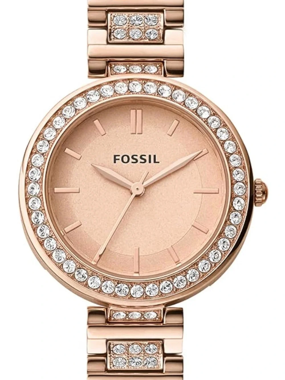 Fossil Rose Gold Crystal-Trim Women's Bracelet Watch